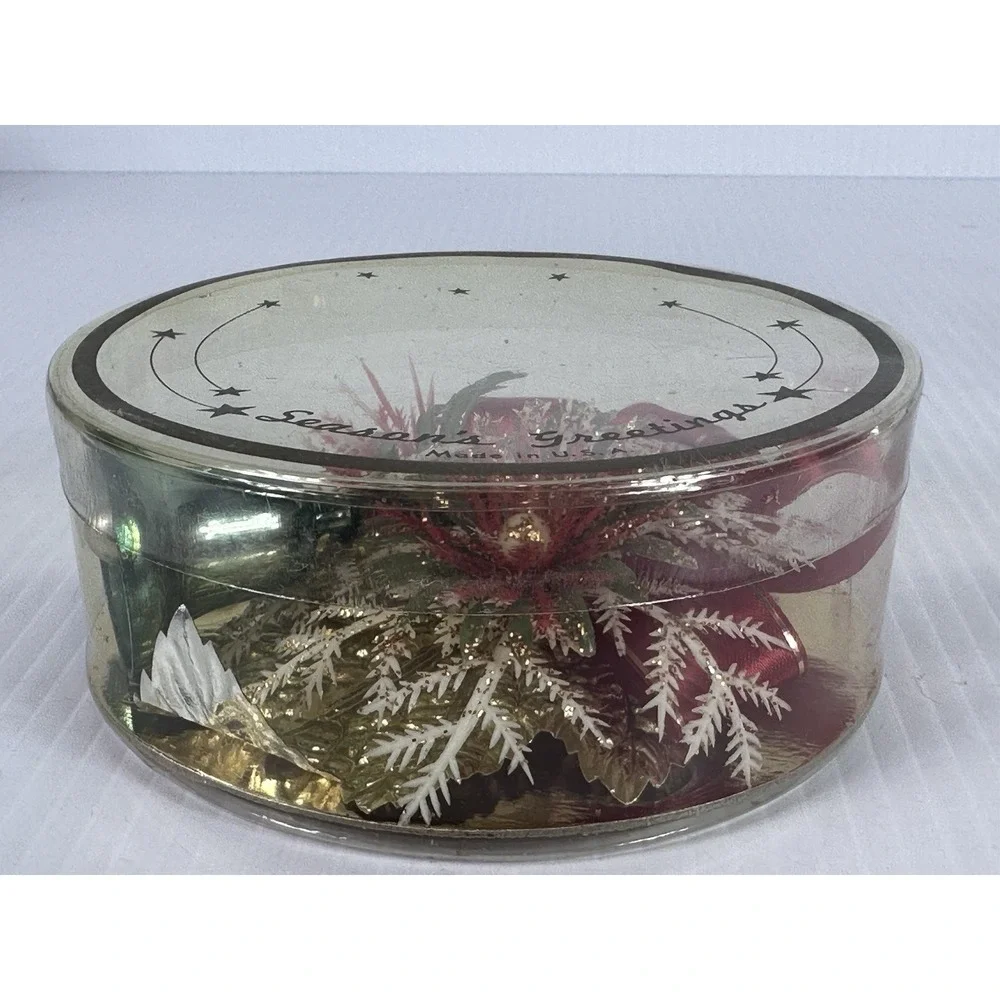 Vintage Seasons Greetings 1950s Christmas Corsage Original Box Bell Ribbon USA